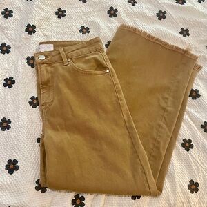 Frayed Hem Tan Jeans